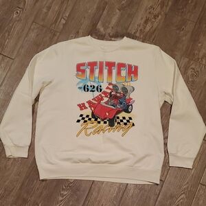 Disney Cream Stitch Racing Sweat Shirt Adult XL